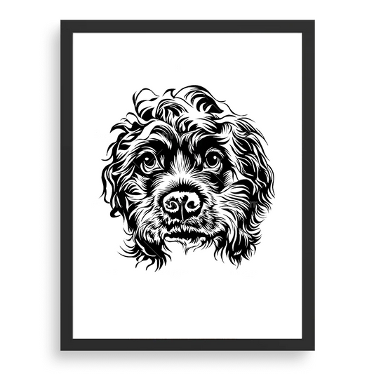 Custom Pet Portrait - Black White Art Style