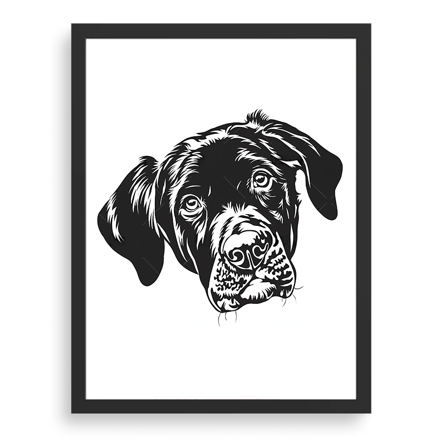 Custom Pet Portrait - Black White Art Style