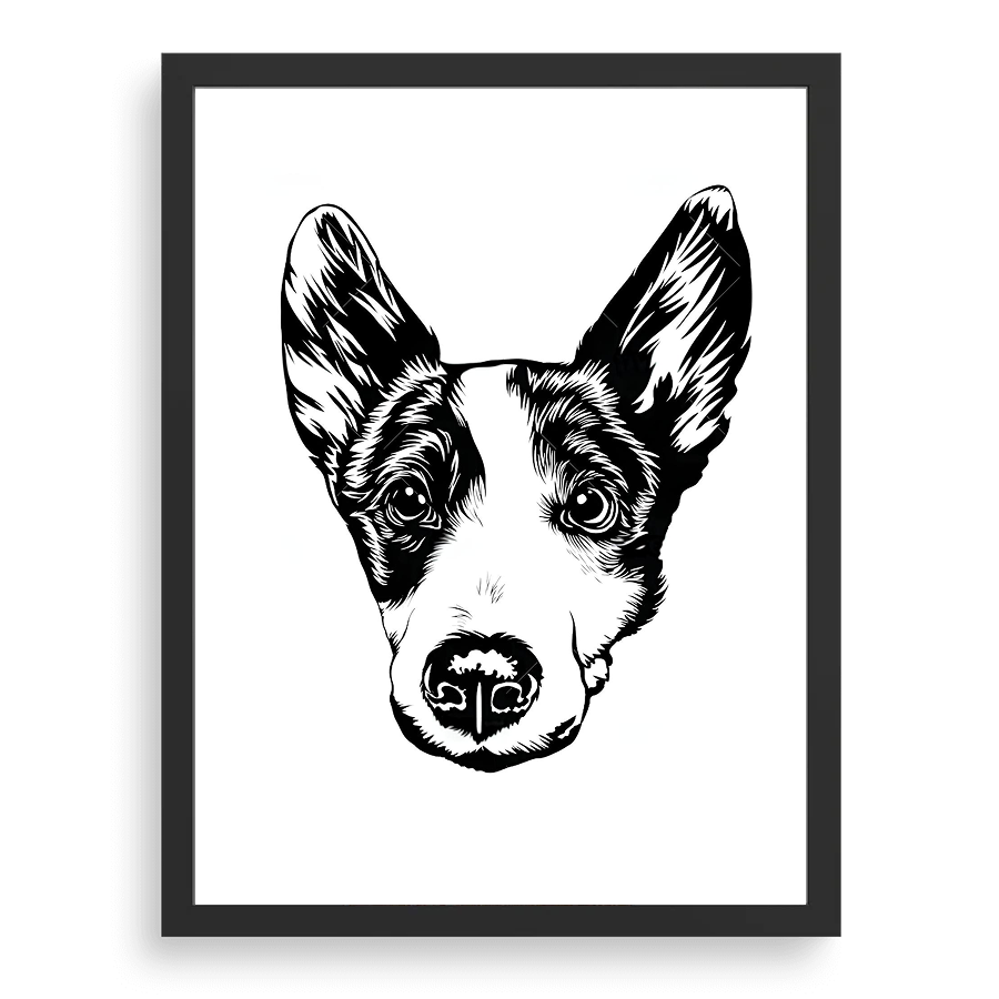 Custom Pet Portrait - Black White Art Style