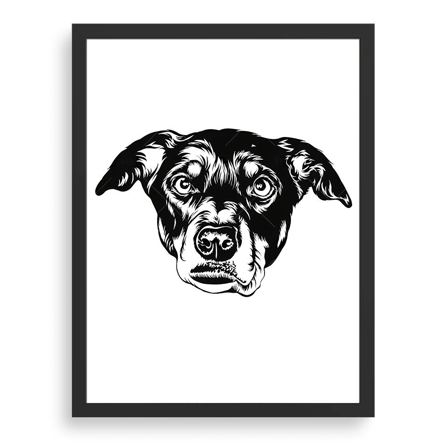 Custom Pet Portrait - Black White Art Style