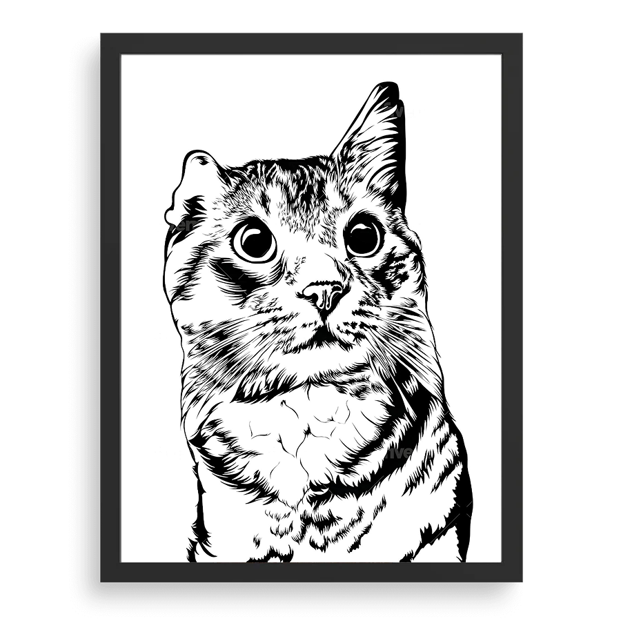 Custom Pet Portrait - Black White Art Style