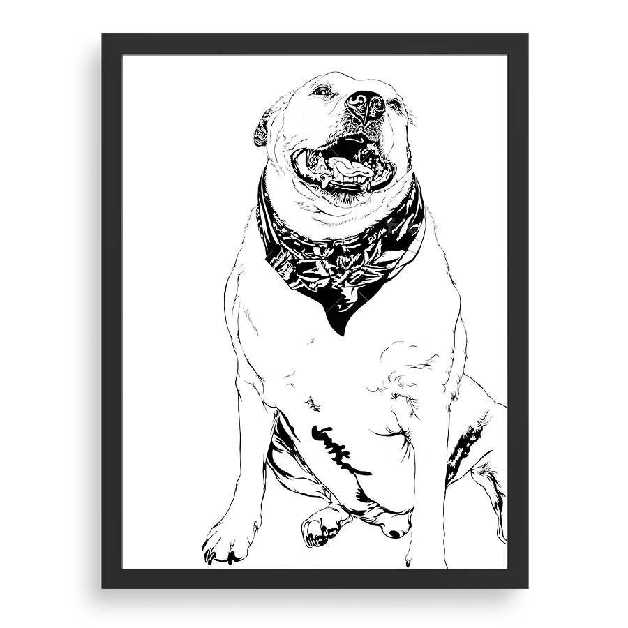 Custom Pet Portrait - Black White Art Style