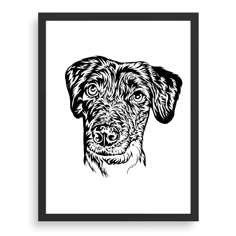 Custom Pet Portrait - Black White Art Style