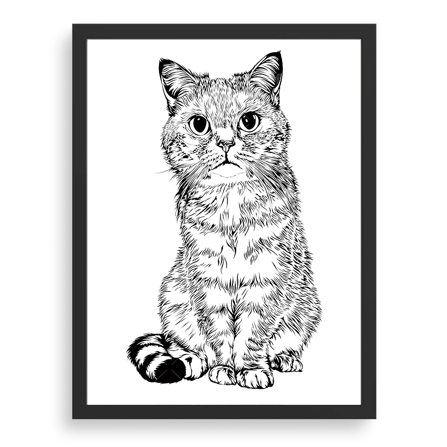 Custom Pet Portrait - Black White Art Style